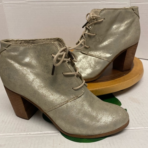 Toms Shoes - TOMS Brushed Gold Lace Up Heeled ankle Boots